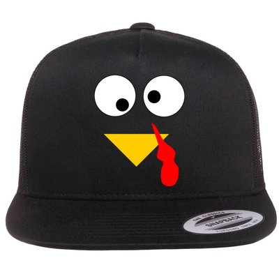 Turkey Face Gobble Thanksgiving Flat Bill Trucker Hat