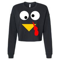 Turkey Face Gobble Thanksgiving Cropped Pullover Crew