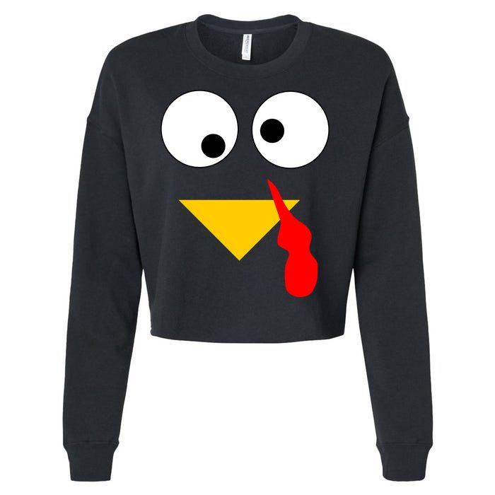 Turkey Face Gobble Thanksgiving Cropped Pullover Crew