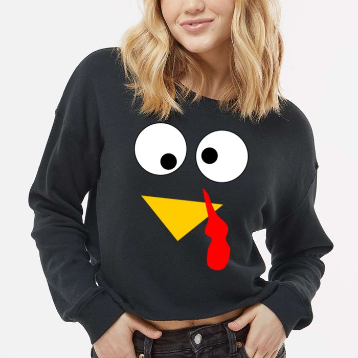 Turkey Face Gobble Thanksgiving Cropped Pullover Crew