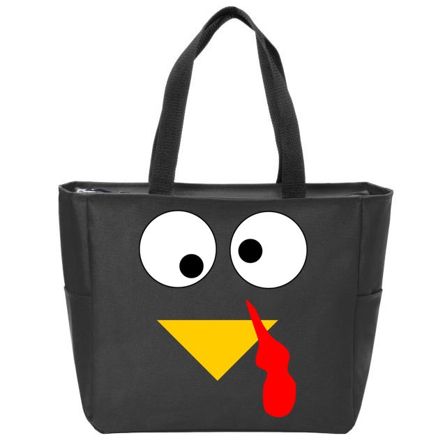 Turkey Face Gobble Thanksgiving Zip Tote Bag