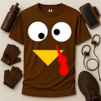 Turkey Face Gobble Thanksgiving Cooling Performance Crew T-Shirt