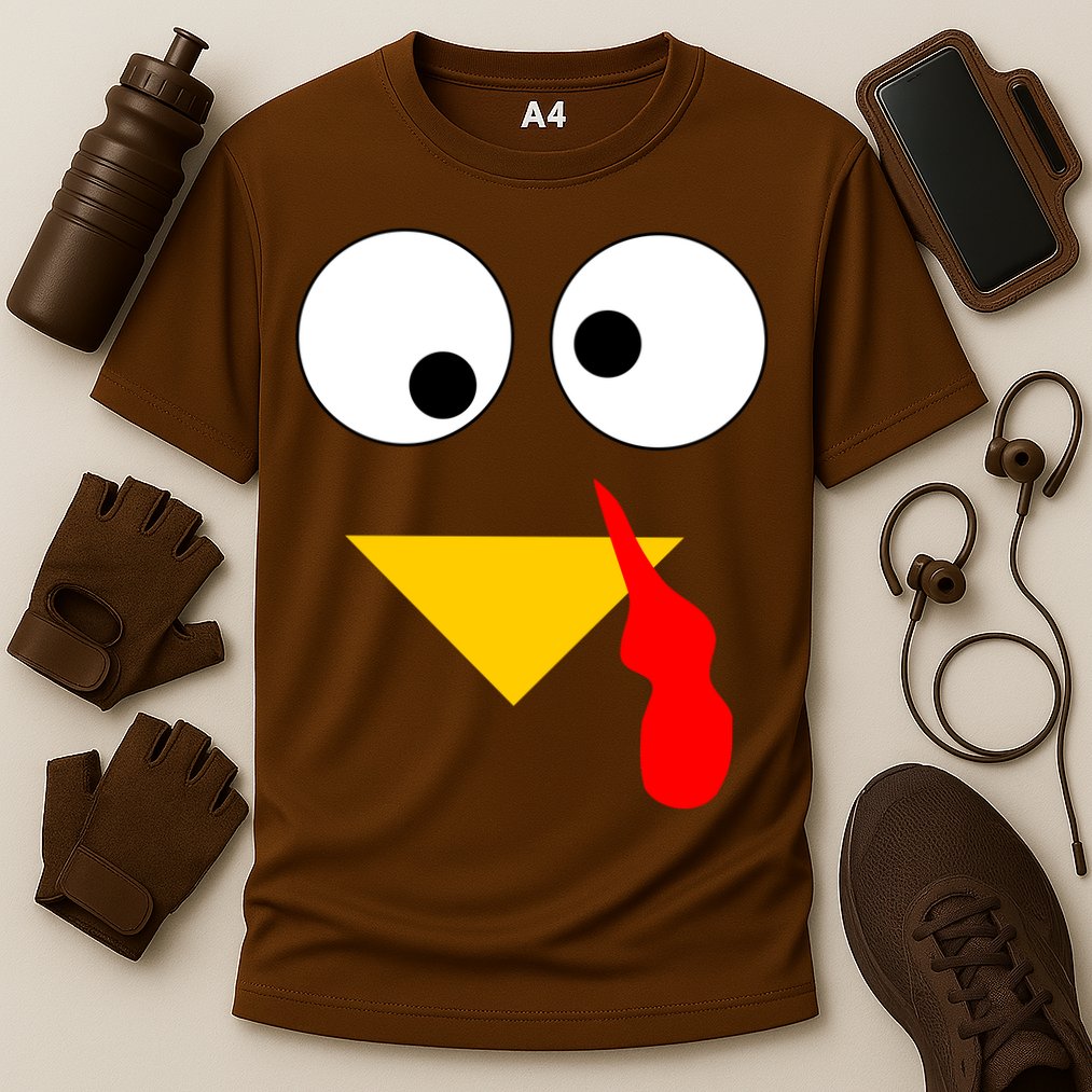 Turkey Face Gobble Thanksgiving Cooling Performance Crew T-Shirt