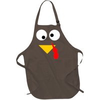 Turkey Face Gobble Thanksgiving Full-Length Apron With Pockets