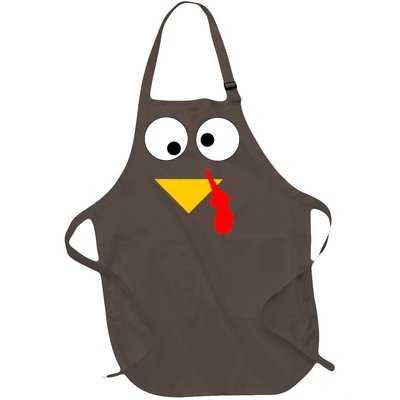 Turkey Face Gobble Thanksgiving Full-Length Apron With Pockets