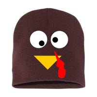 Turkey Face Gobble Thanksgiving Short Acrylic Beanie