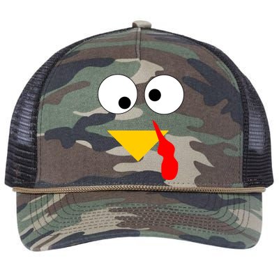 Turkey Face Gobble Thanksgiving Retro Rope Trucker Hat Cap