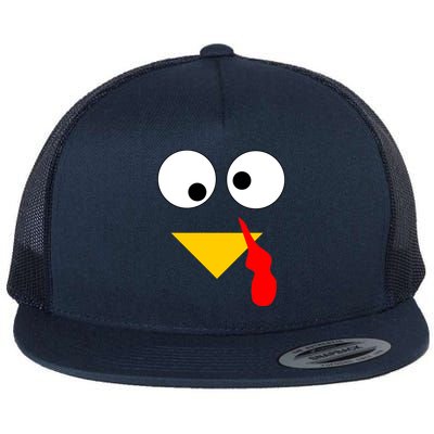 Turkey Face Gobble Thanksgiving Flat Bill Trucker Hat