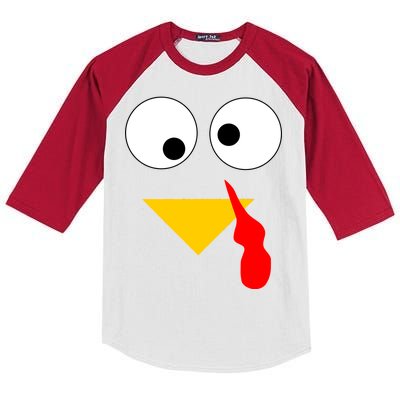 Turkey Face Gobble Thanksgiving Kids Colorblock Raglan Jersey