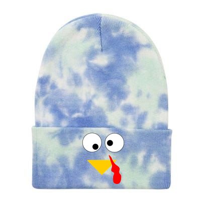 Turkey Face Gobble Thanksgiving Tie Dye 12in Knit Beanie