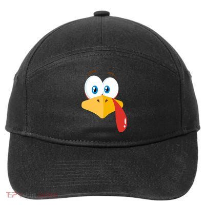 Turkey Face Pilgrim Funny Cute 7-Panel Snapback Hat