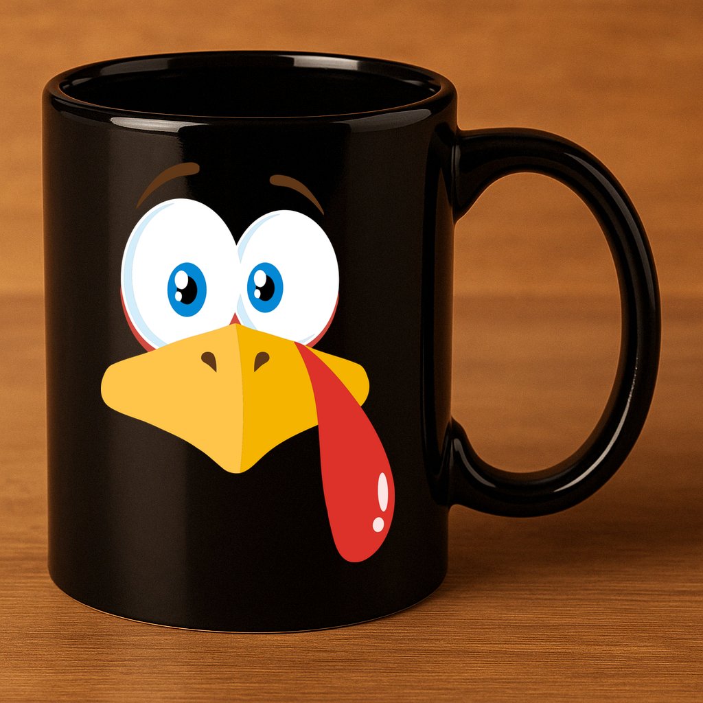 Turkey Face Pilgrim Funny Cute 11oz C Handle Ceramic Mug