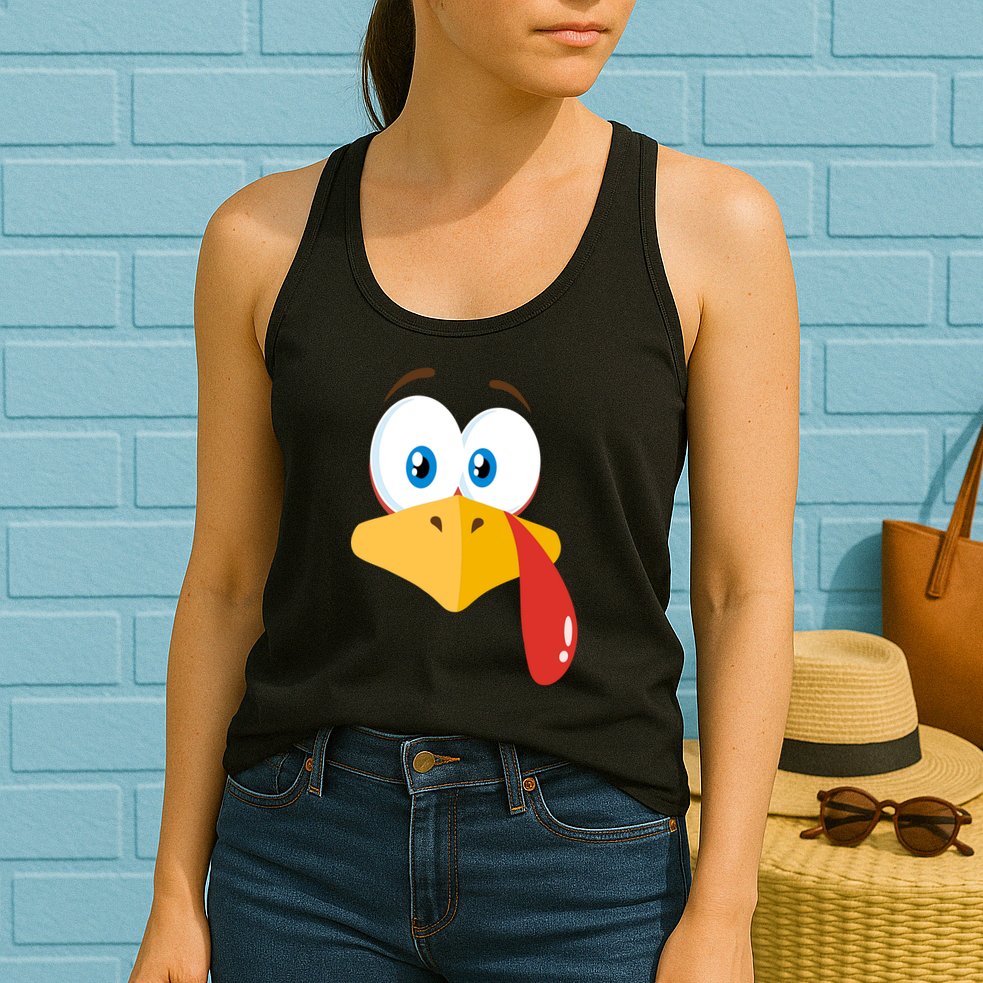 Turkey Face Pilgrim Funny Cute Womens Tank Top