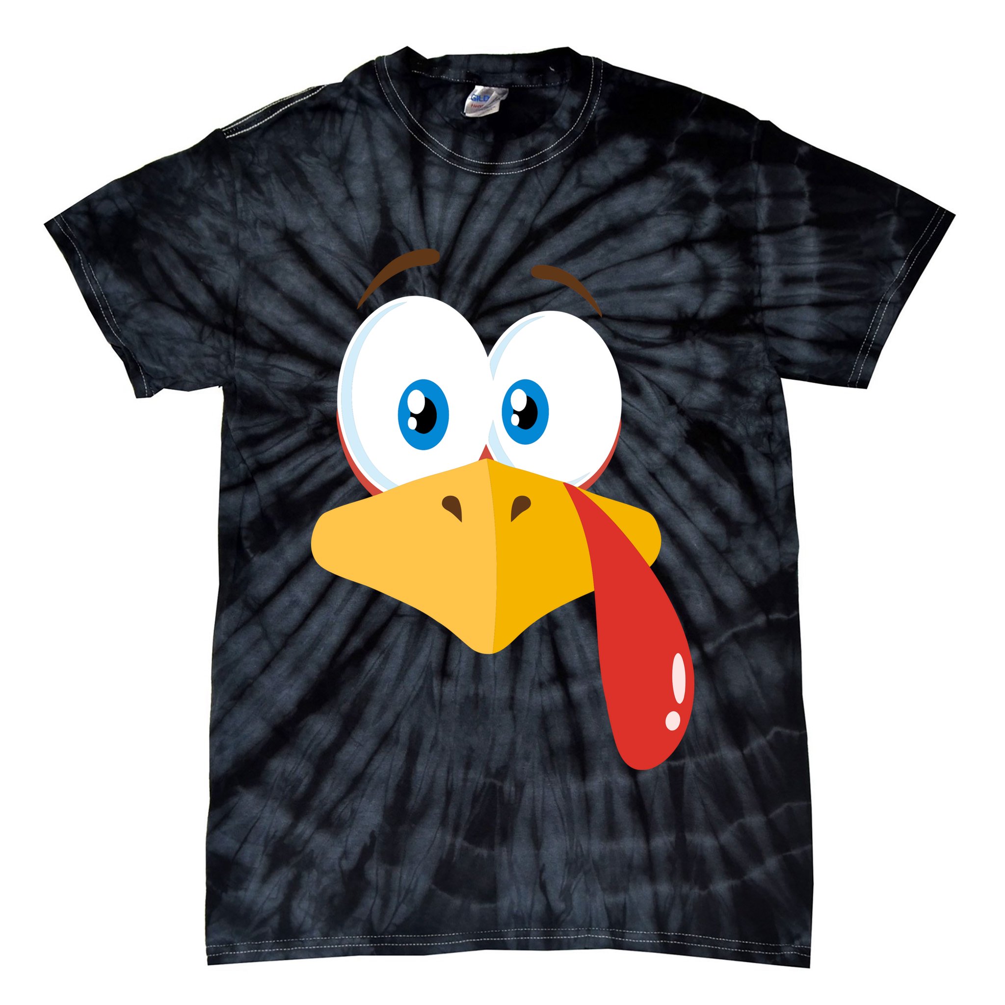 Turkey Face Pilgrim Funny Cute Tie-Dye T-Shirt