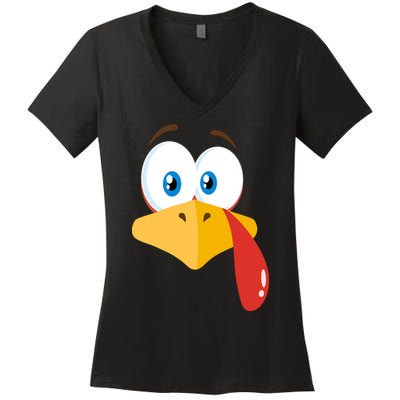 Turkey Face Pilgrim Funny Cute Women's V-Neck T-Shirt