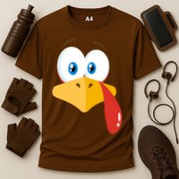 Turkey Face Pilgrim Funny Cute Cooling Performance Crew T-Shirt