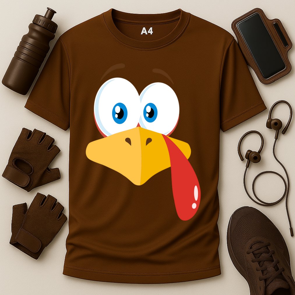 Turkey Face Pilgrim Funny Cute Cooling Performance Crew T-Shirt