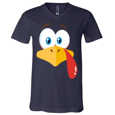 Turkey Face Pilgrim Funny Cute V-Neck T-Shirt