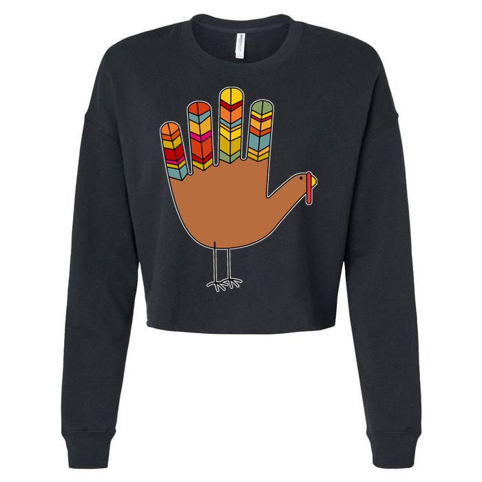 Turkey Hand High Five Cropped Pullover Crew