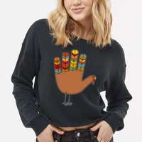 Turkey Hand High Five Cropped Pullover Crew
