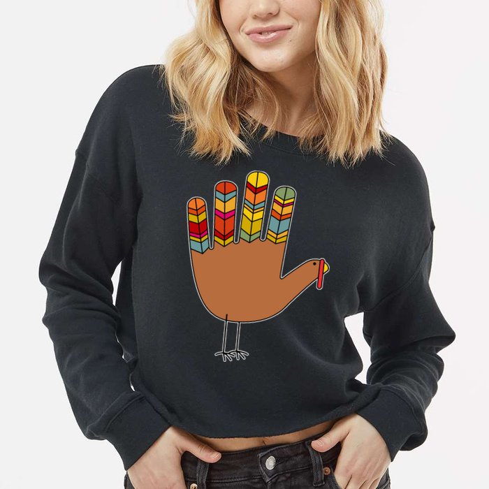 Turkey Hand High Five Cropped Pullover Crew