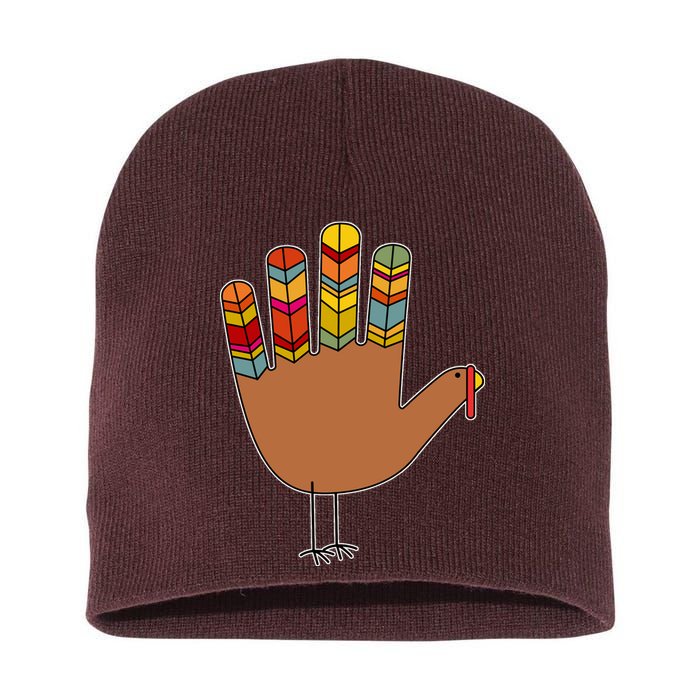 Turkey Hand High Five Short Acrylic Beanie