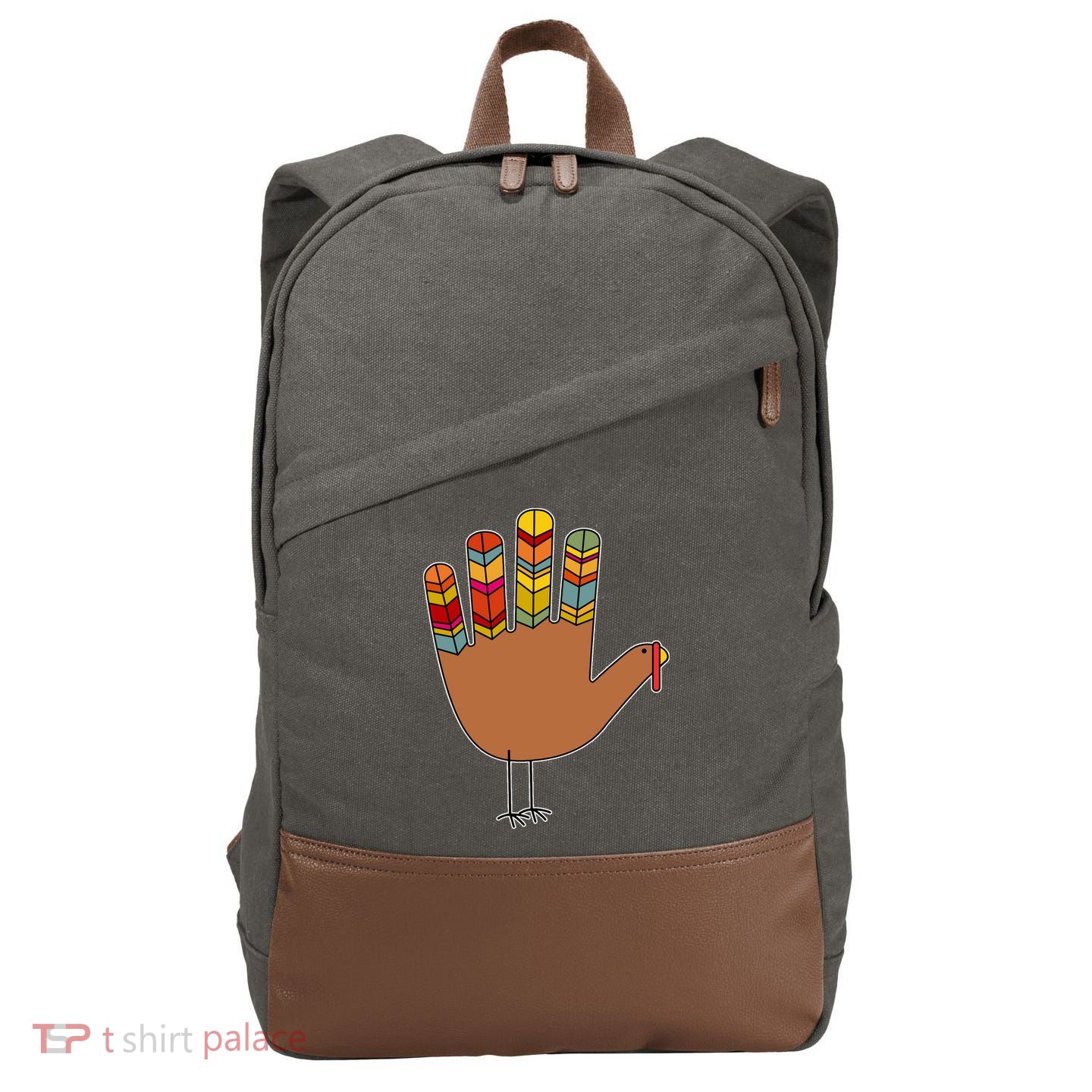 Turkey Hand High Five Cotton Canvas Backpack