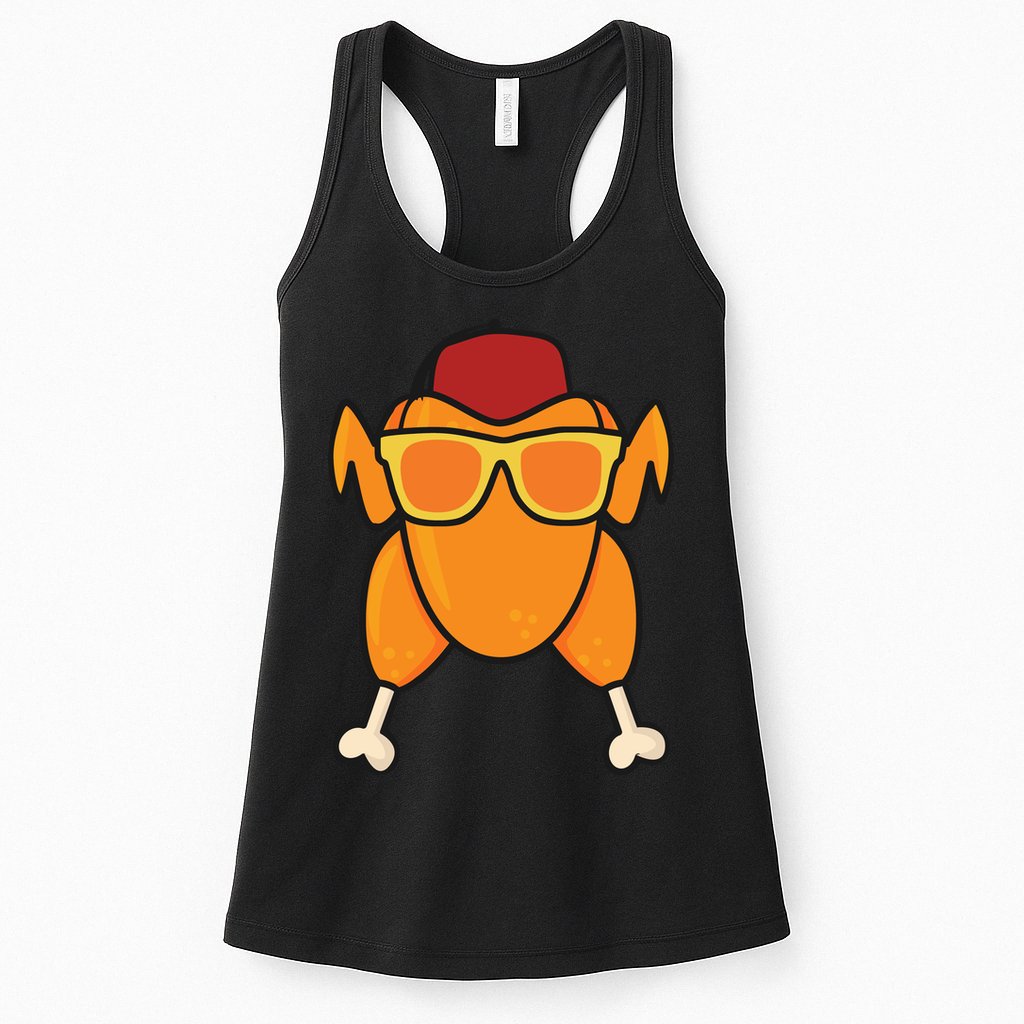 Turkey Head Happy Thanksgiving Day Funny Womens Tank Top
