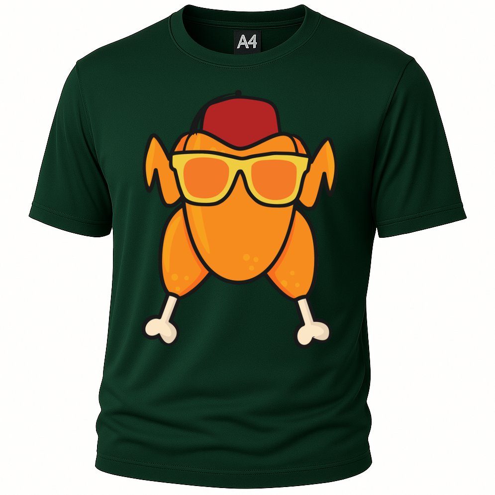 Turkey Head Happy Thanksgiving Day Funny Cooling Performance Crew T-Shirt