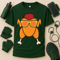 Turkey Head Happy Thanksgiving Day Funny Cooling Performance Crew T-Shirt