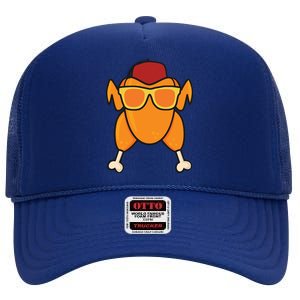 Turkey Head Happy Thanksgiving Day Funny High Crown Mesh Back Trucker Hat