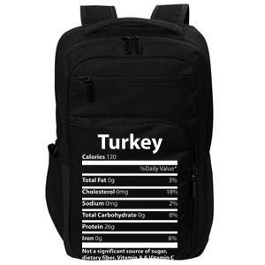 Turkey Nutritional Facts Funny Thanksgiving Impact Tech Backpack