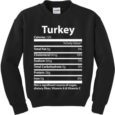 Turkey Nutritional Facts Funny Thanksgiving Kids Sweatshirt