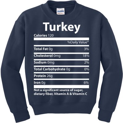 Turkey Nutritional Facts Funny Thanksgiving Kids Sweatshirt