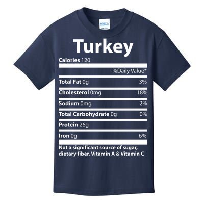 Turkey Nutritional Facts Funny Thanksgiving Kids T-Shirt