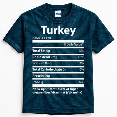 Turkey Nutritional Facts Funny Thanksgiving Kids Tie-Dye T-Shirt