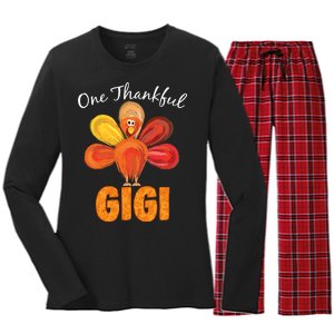 Turkey One Thankful Gigi Women's Long Sleeve Flannel Pajama Set 