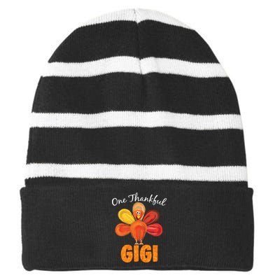 Turkey One Thankful Gigi Striped Beanie with Solid Band