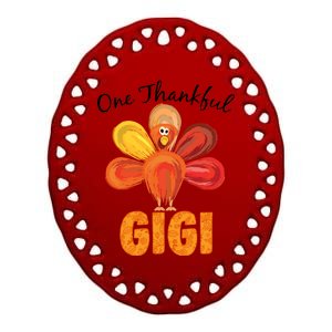 Turkey One Thankful Gigi Ceramic Oval Ornament