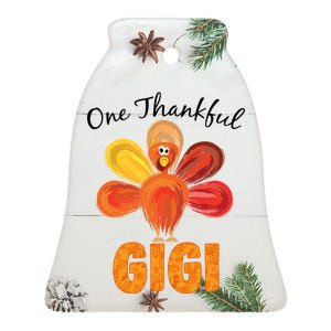 Turkey One Thankful Gigi Ceramic Bell Ornament