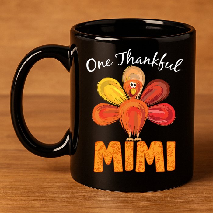 Turkey One Thankful Mimi 11oz C Handle Ceramic Mug