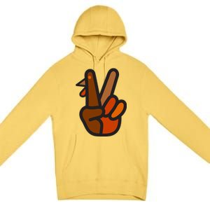 Turkey Peace Sign Hand Premium Pullover Hoodie