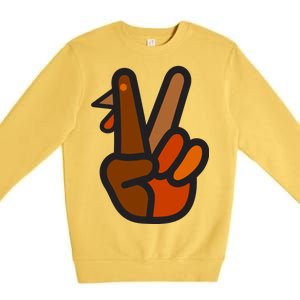 Turkey Peace Sign Hand Premium Crewneck Sweatshirt