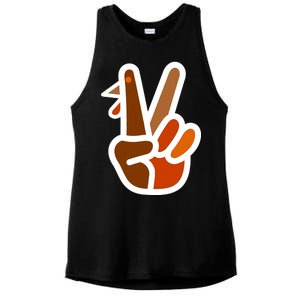 Turkey Peace Sign Hand Ladies PosiCharge Tri-Blend Wicking Tank