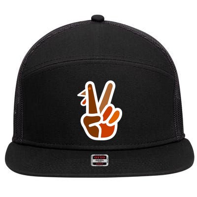 Turkey Peace Sign Hand 7 Panel Mesh Trucker Snapback Hat