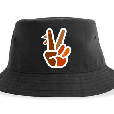Turkey Peace Sign Hand Sustainable Bucket Hat