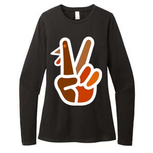 Turkey Peace Sign Hand Womens CVC Long Sleeve Shirt