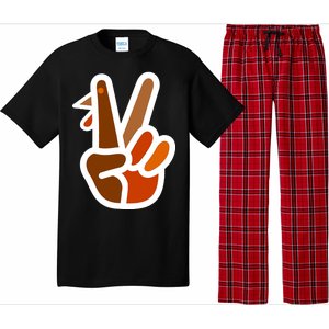 Turkey Peace Sign Hand Pajama Set