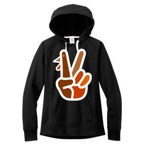 Turkey Peace Sign Hand Women's Fleece Hoodie