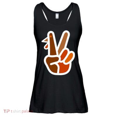Turkey Peace Sign Hand Ladies Essential Flowy Tank